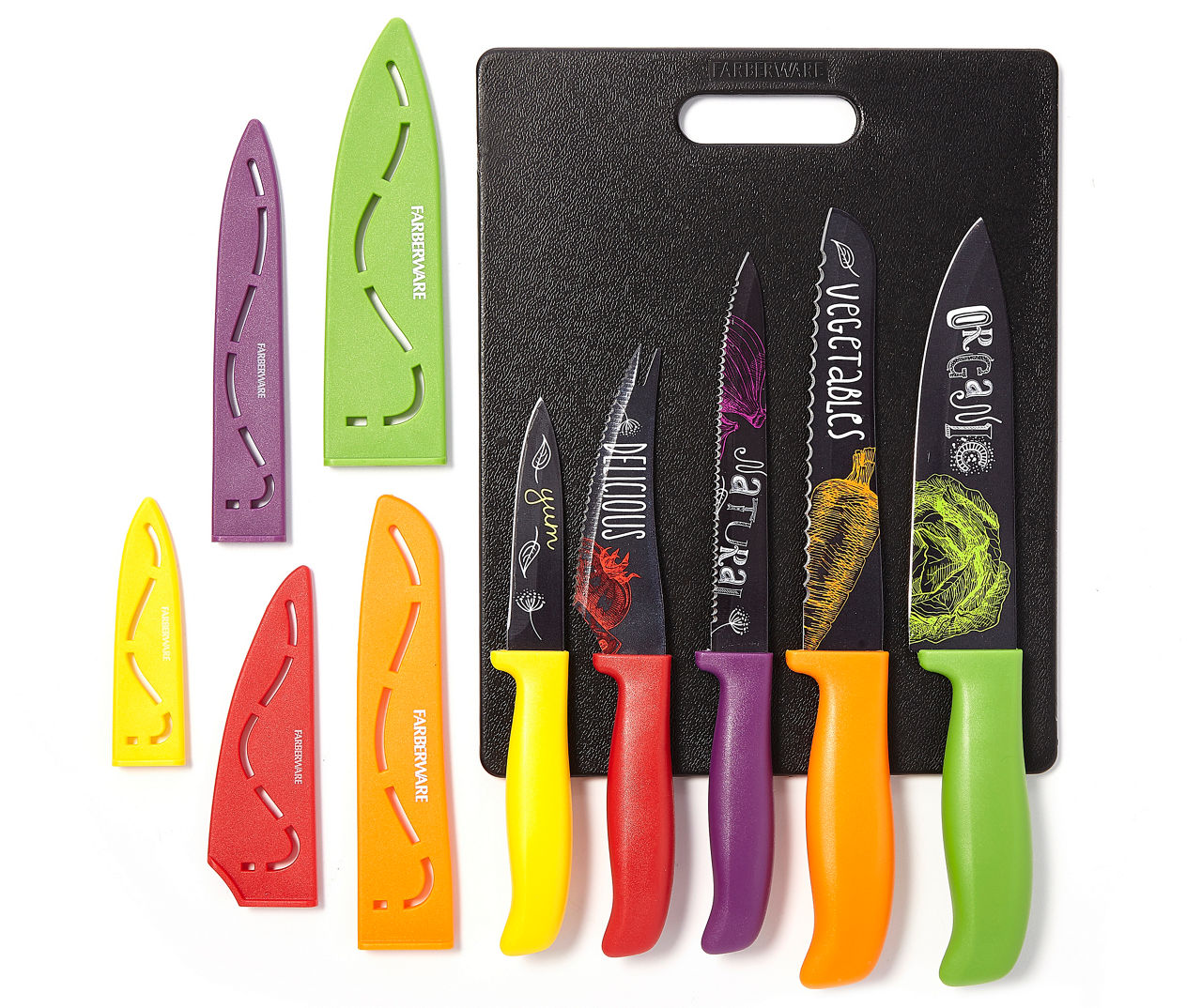 Farberware Stainless Steel Knife Set with Cutting Board, 11-Piece