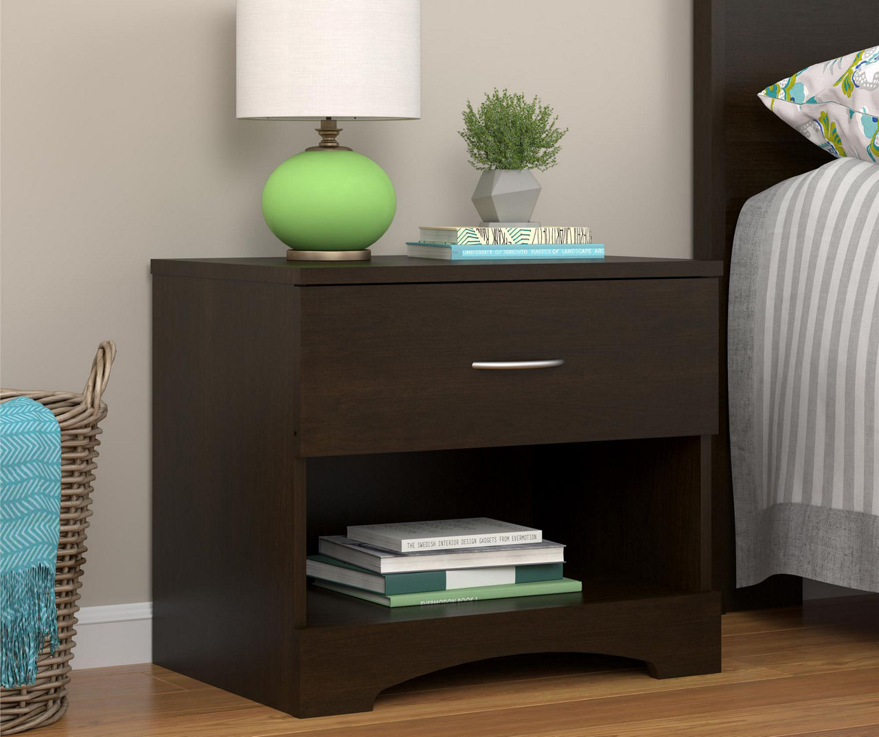 Espresso 1-Drawer Nightstand