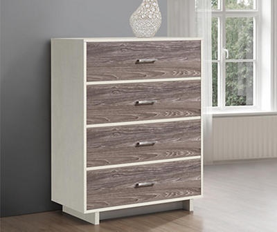 Ivory & Rustic Brown 4-Drawer Dresser