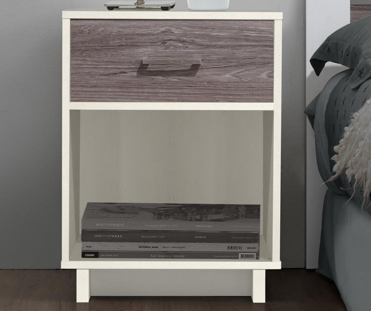 Ameriwood Ivory & Rustic Oak Nightstand Big Lots