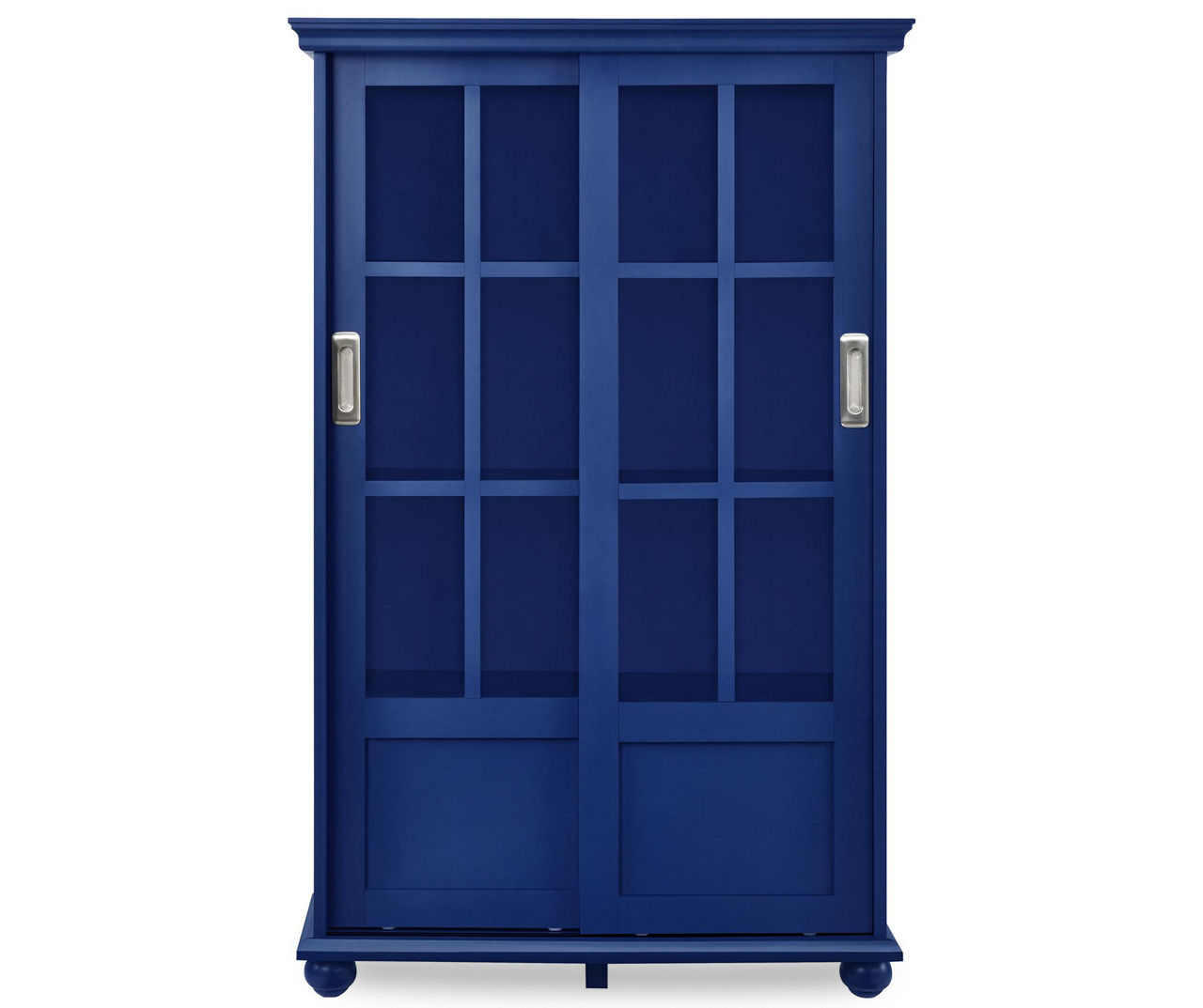 Navy Blue Glass Door 4-Shelf Bookcase