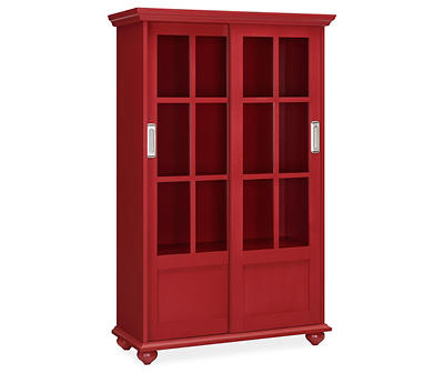 Red Glass Door 4-Shelf Bookcase