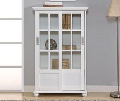 White Glass Door 4-Shelf Bookcase