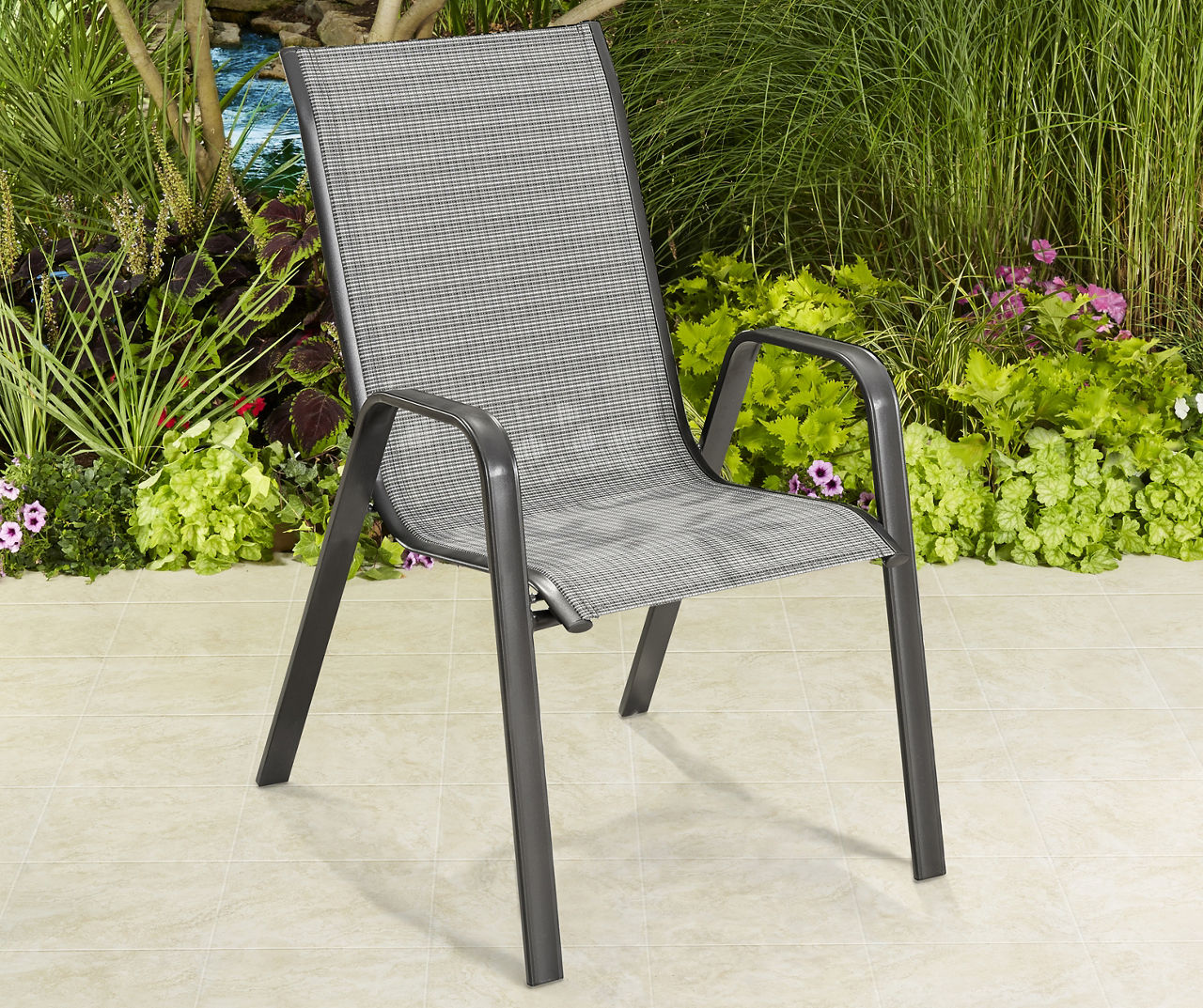 Black sling patio chairs hot sale