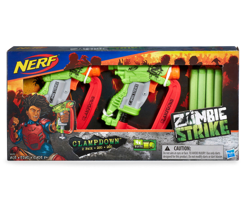 Nerf Zombie Strike Clampdown Blasters, 2-Pack