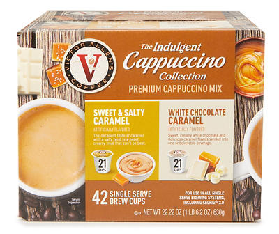 The Indulgent Cappuccino Collection Sweet & Salty Caramel & White Chocolate Caramel Single Serve Brew Cups, 42 Count