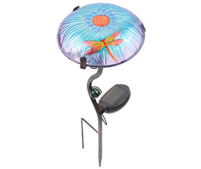 Flower & Dragonfly LED Solar Light Mushroom Yard Stake, (18