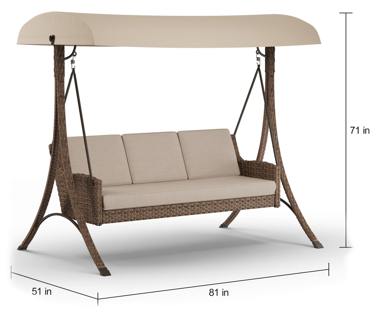 Augusta All Weather Wicker 3 Person Patio Swing