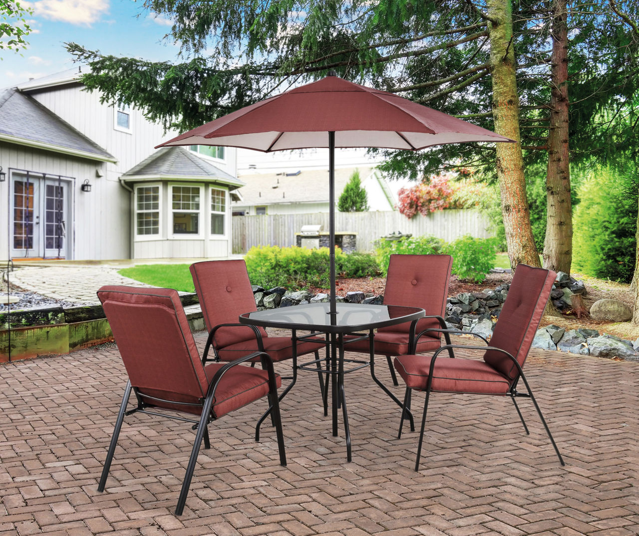 Wilson Fisher Ash Ridge Red 6 Piece Cushioned Patio Dining Set