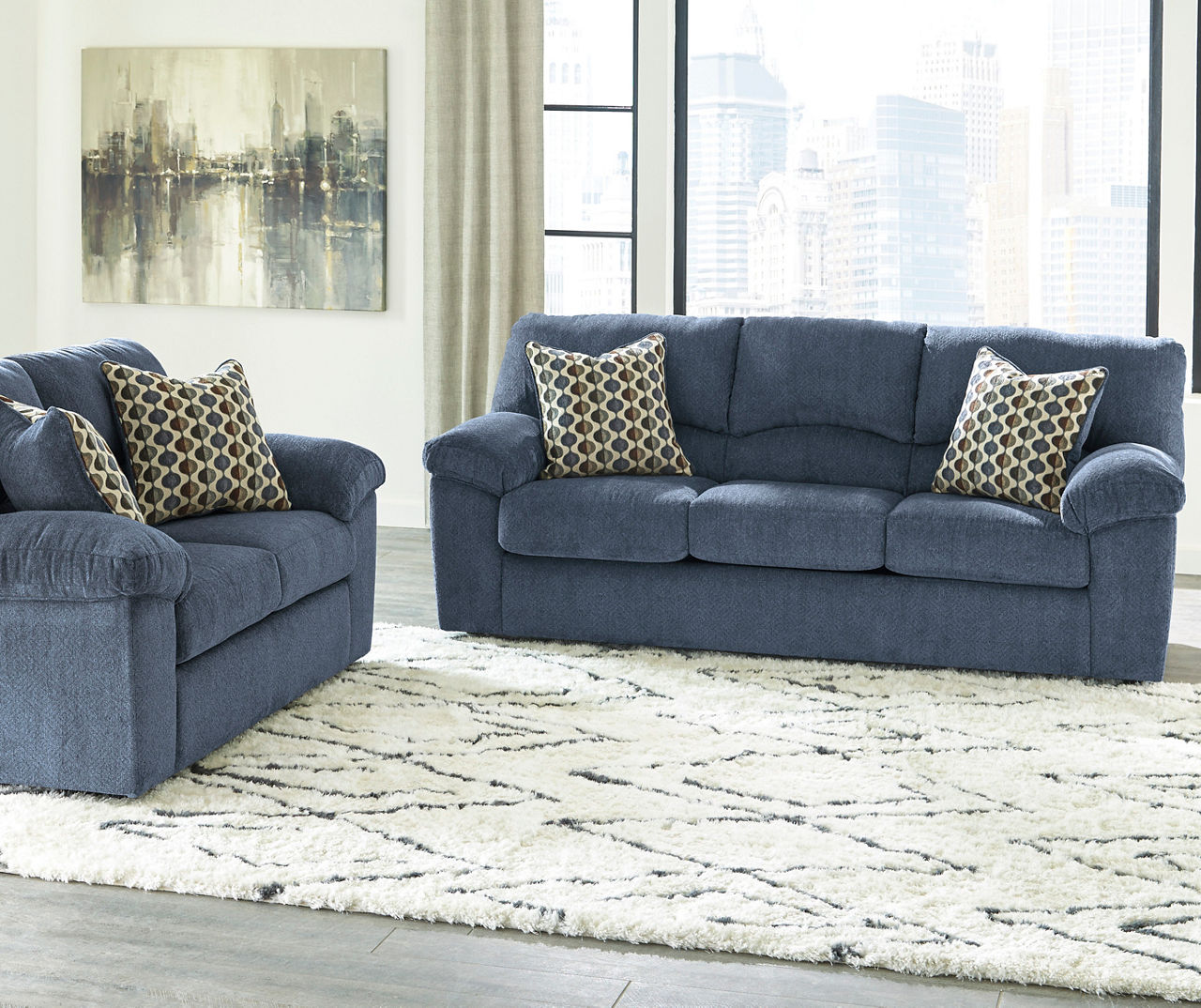 Ashley on sale blue sofa