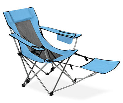 Blue Folding Quad Chair with Footrest