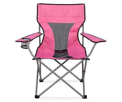 Pink Folding Quad Chair with Carrying Bag