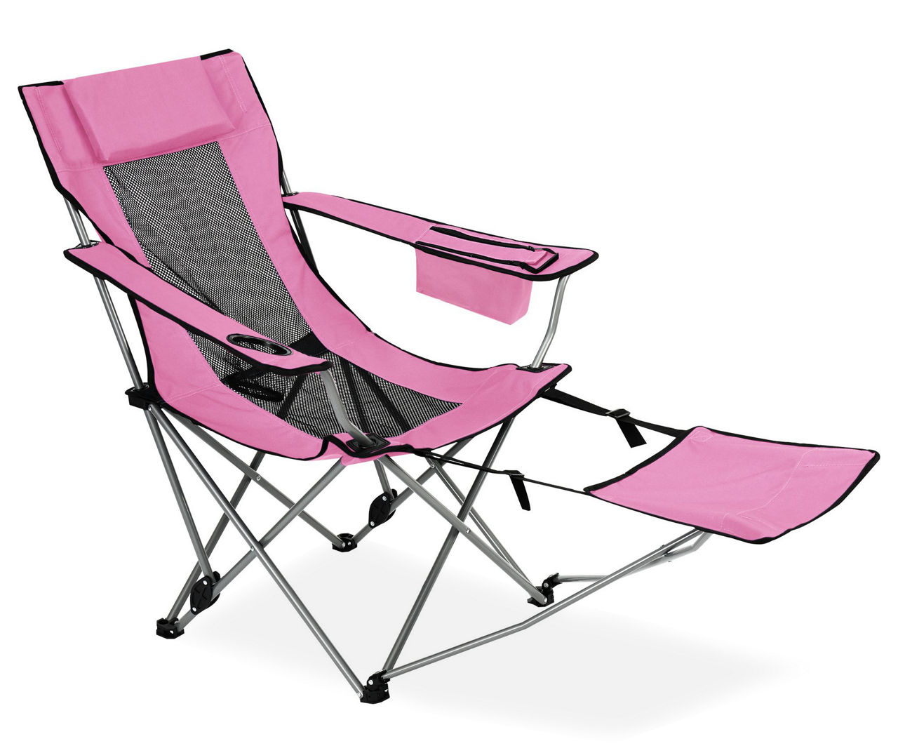 Pink Folding Quad Chair with Footrest