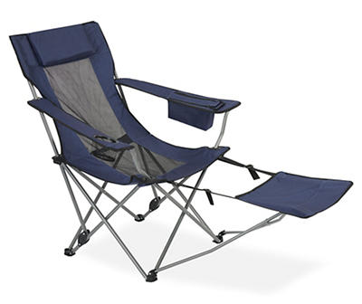 Navy Blue Folding Quad Chair with Footrest