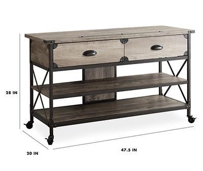 47.5" Rustic Brown Wash 2-Drawer TV Stand