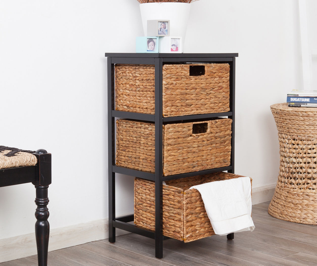 Stratford Black Basket Storage Tower