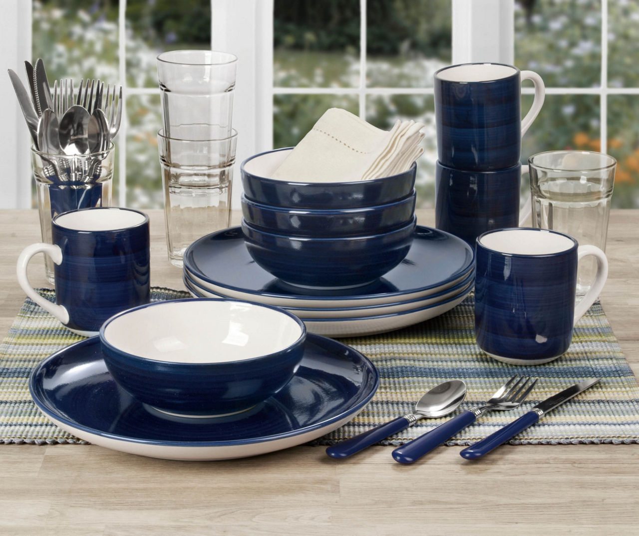 Navy blue dinnerware sets sale