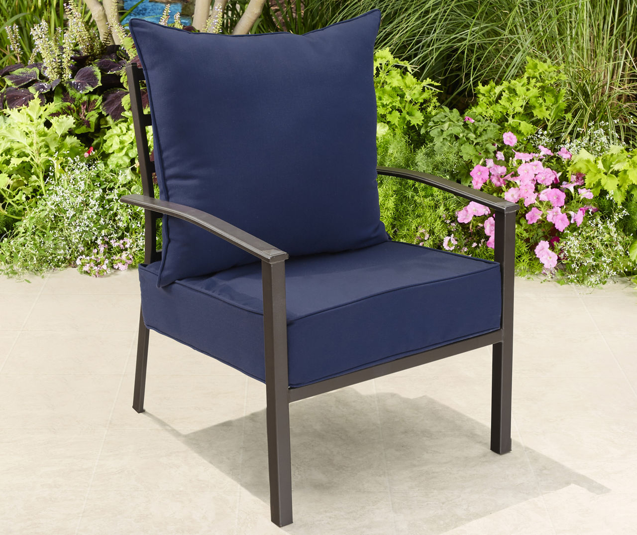 Real Living Navy Blue Deep Seat Outdoor Cushion Set Big Lots