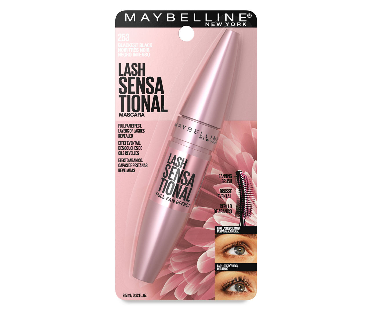 Maybelline Lash Sensational Washable Mascara Makeup, Blackest Black, 0.32 fl. oz.