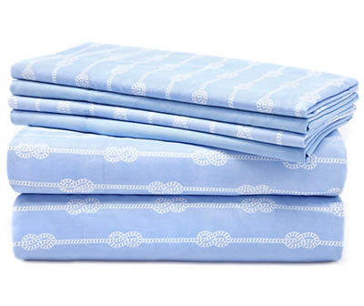 Living Colors Blue & Gray Rope Stripes 6-Piece Sheet Sets