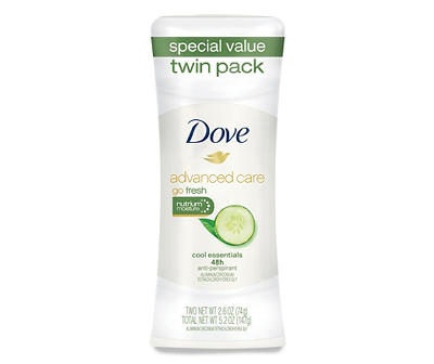 Dove Womens Antiperspirant Deodorant For Sweat Block Cool Essentials 48-Hour Deodorant Protection 2.6 oz 2 count