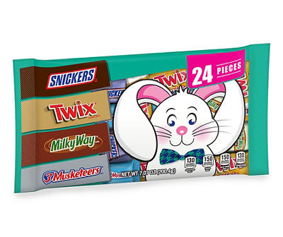 SNICKERS, TWIX, MILKY WAY, 3 MUSKETEERS Chocolate Minis Size Easter Candy Variety Mix, 7.07 Ounce Bag