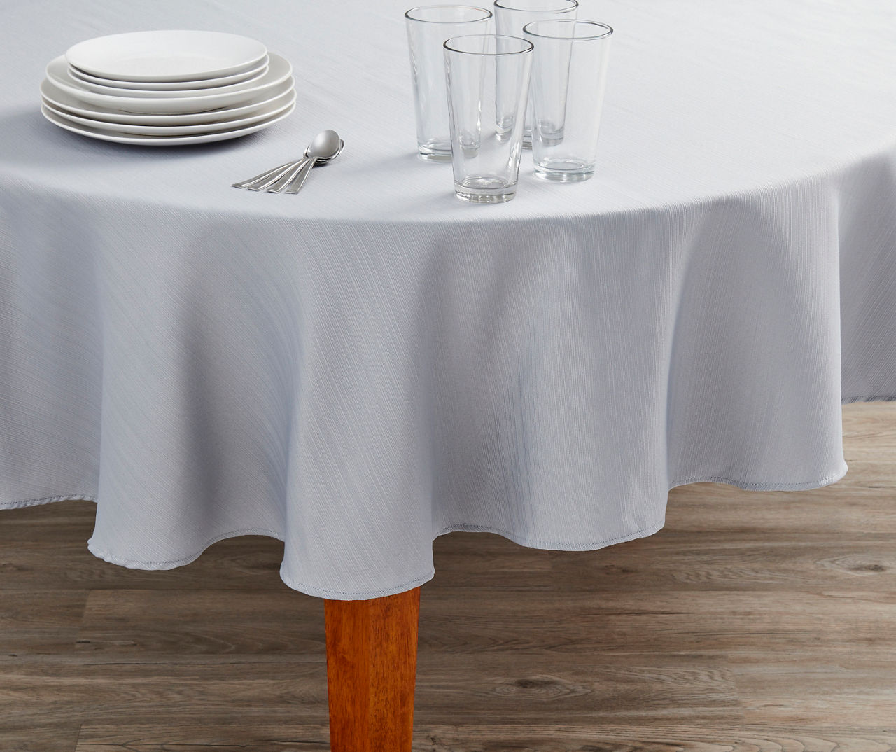 Huntley Gray Fabric Round Tablecloth, (70")
