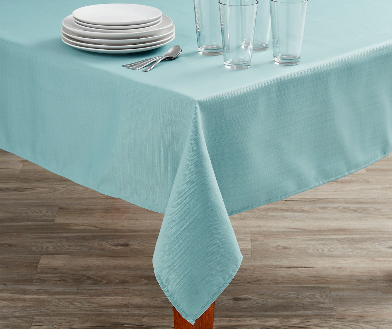 Huntley Mineral Blue Fabric Tablecloth, (60" x 102")