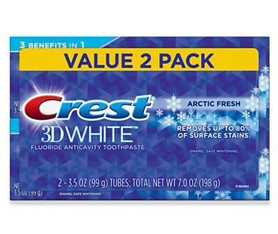 Crest 3D White Arctic Fresh Whitening Toothpaste, Icy Cool Mint, 3.5 oz, Pack of 2