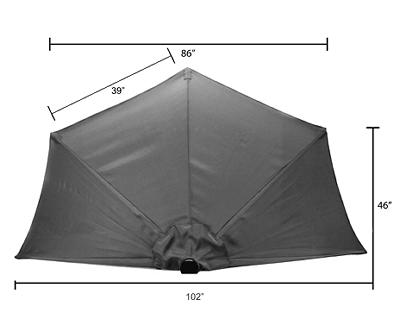 Black Half-Round Market Patio Umbrella