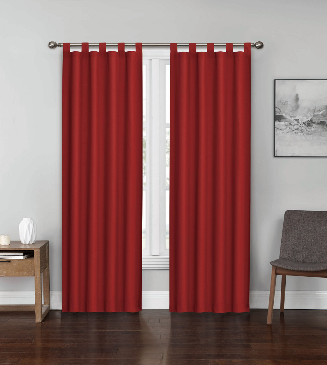 Living Colors Colorado Red Tab Top Curtain Panel Pair, (84