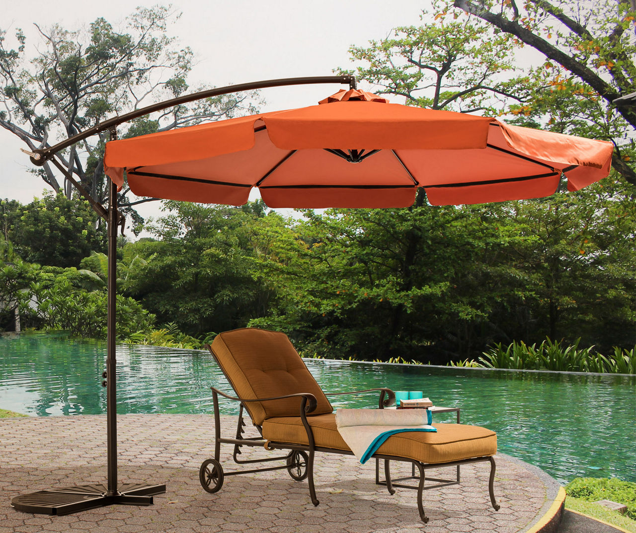 Rust Orange Offset Umbrella With Netting, (9.8') 