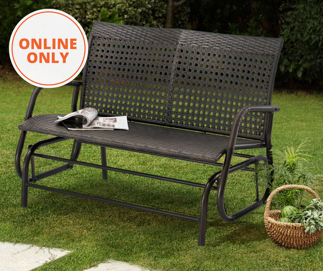 Wicker discount glider bench