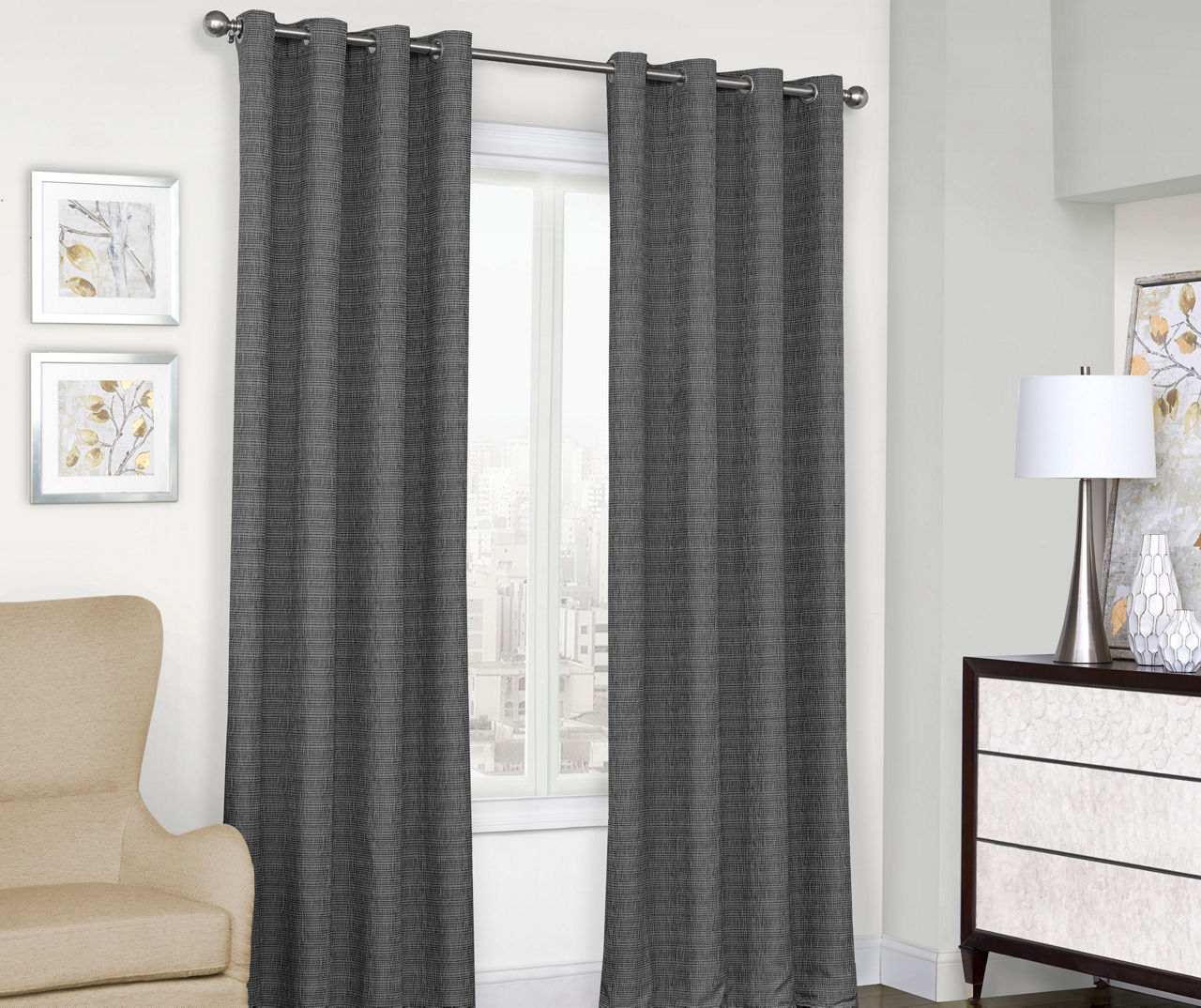 Sundown Etta Black Blackout Curtain Panel, (108