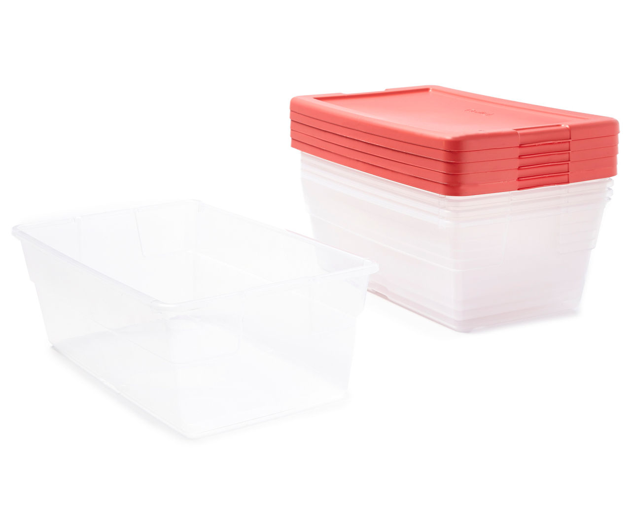 Sterilite Coral 6 Qt. Clear Storage Boxes, 5-Piece Set