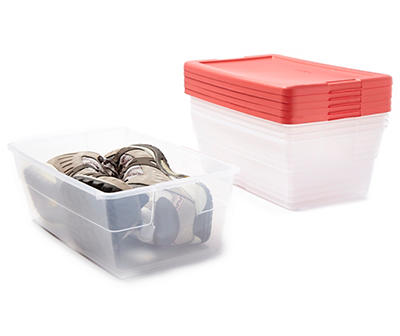 Sterilite Coral 6 Qt. Clear Storage Boxes, 5-Piece Set