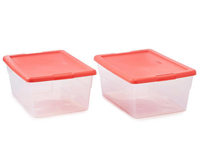Sterilite Coral 15 Qt. Clear Storage Boxes, 2-Piece Set