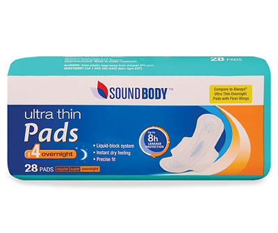 Ultra Thin Overnight Pads with Wings, 28-Count