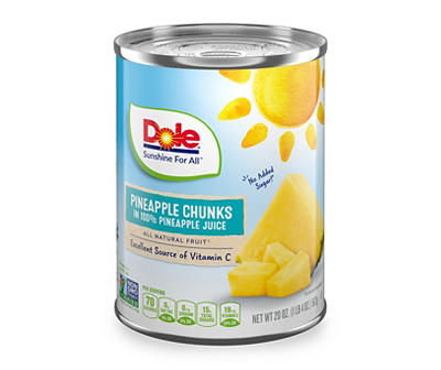 Dole Pineapple Chunks in 100% Pineapple Juice 20 oz. Can