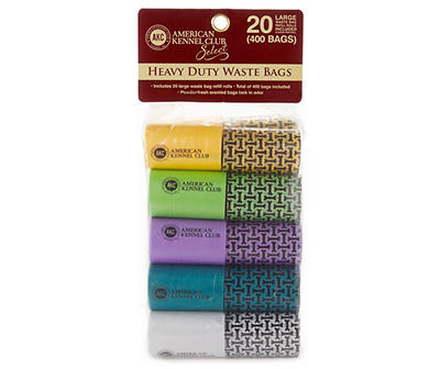 Multi-Color Heavy Duty Waste Bags, 20-Rolls