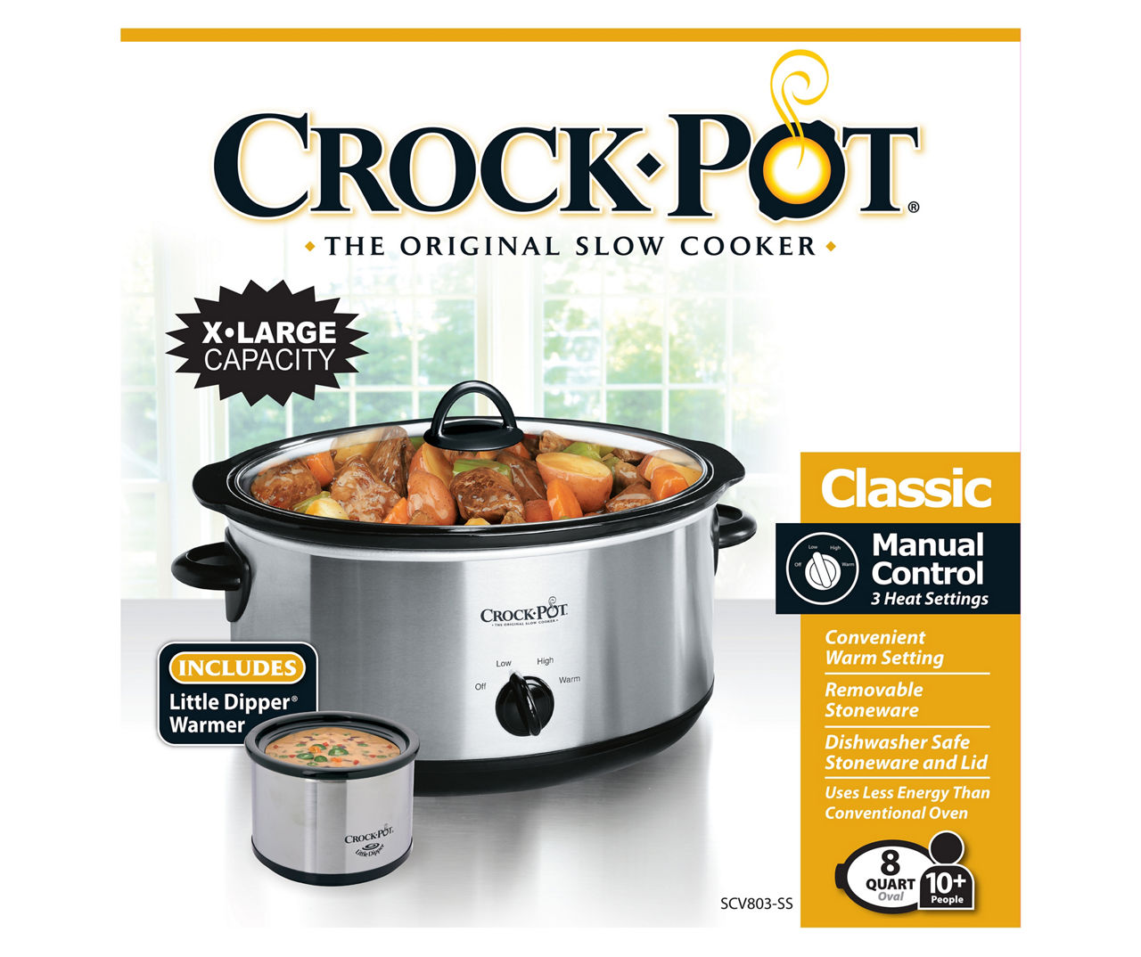 8-Quart Manual Slow Cooker with Dipper