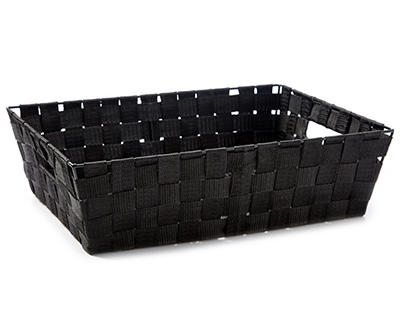 Wide Black Woven Strap Storage Bin