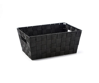 Small Black Woven Strap Storage Bin