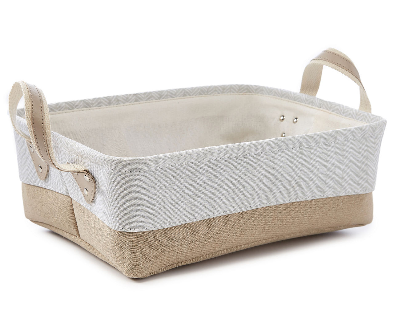 Simple Concepts Simple Concepts Taupe Herringbone Canvas Storage Bins