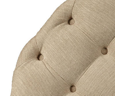 ROUND DUDLEY BURLAP TUFTED COCKTAIL OTTOMAN WITH CASTERS