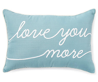 "Love You More" Blue Lumbar Throw Pillow