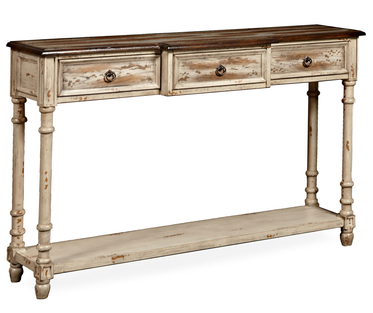 Distressed 3 Drawer Console Table Big
