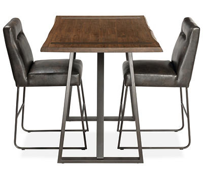 Industrial Live Edge Bar Height Dining Table & Chair Set 