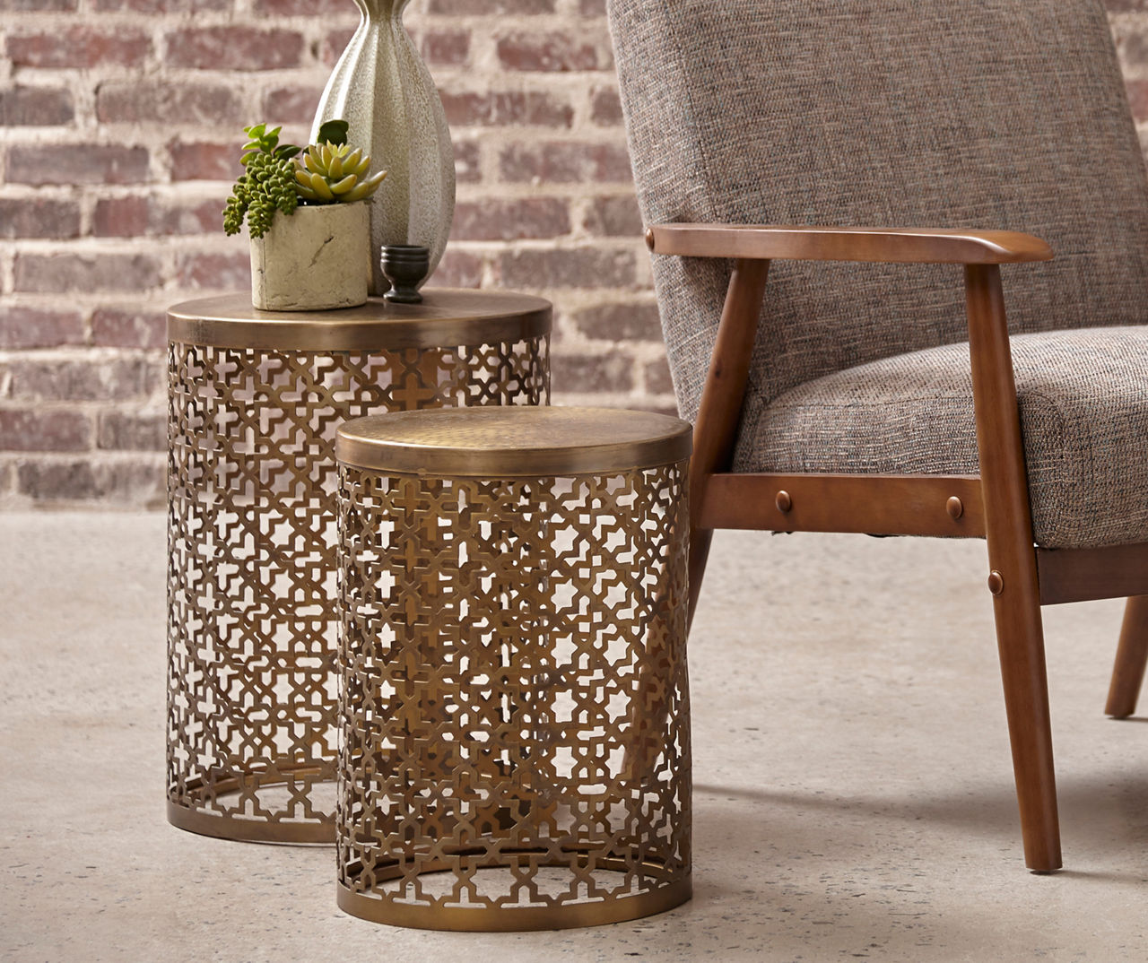 Brass 2-Piece Metal Nesting Accent Table Set | Big Lots