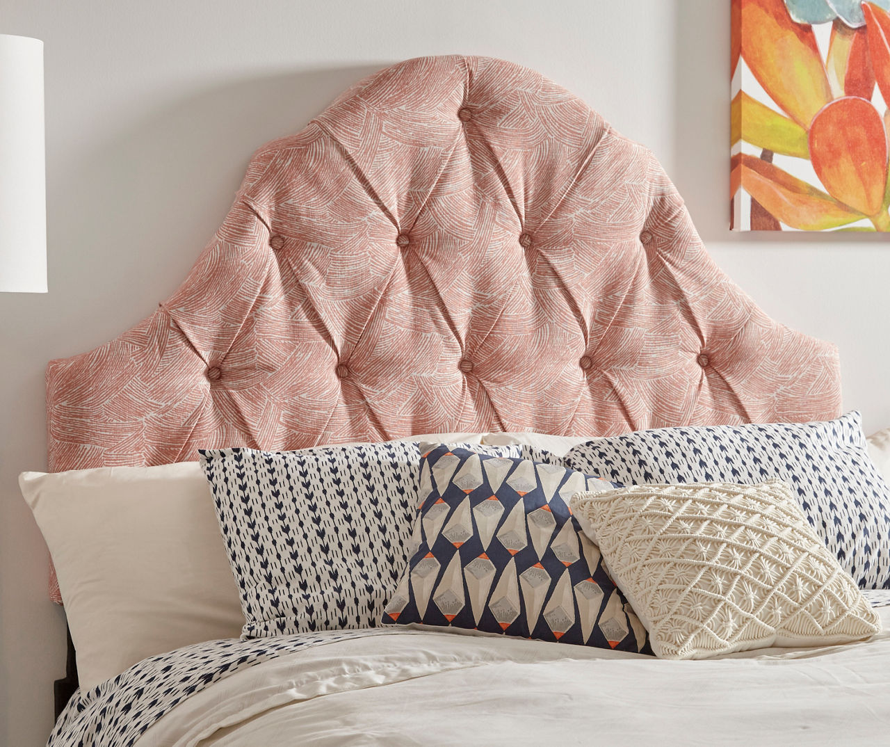 Blush on sale tufted headboard